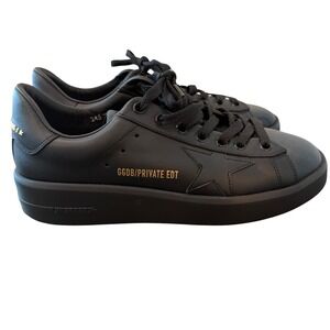 Golden Goose Pure-Star Black Leather Platform Sneakers Made in Italy GGDB 38